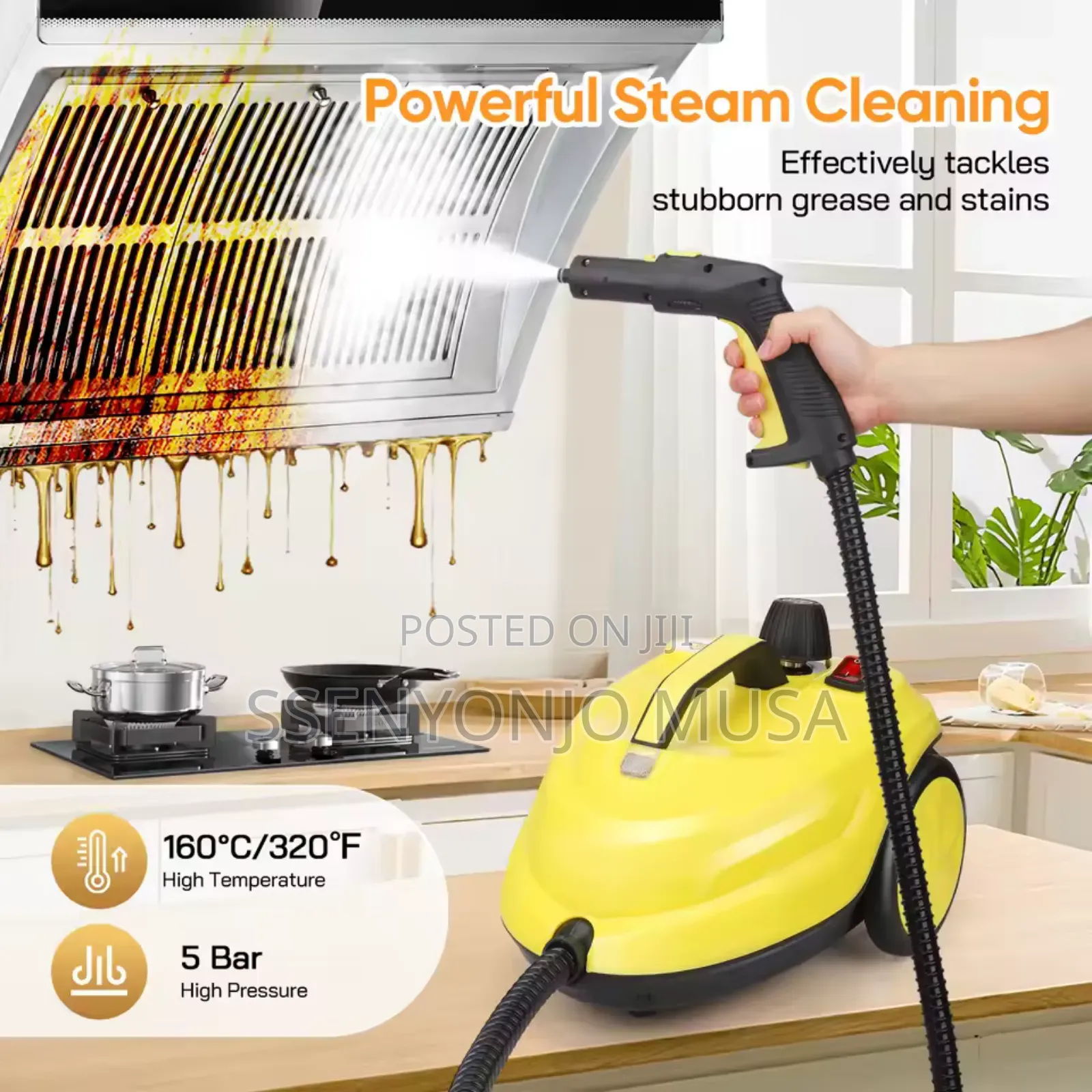 Steam Cleaner Pressure 1.8l Tank 2000w 5 Bar 320°F Multi-Purpose.