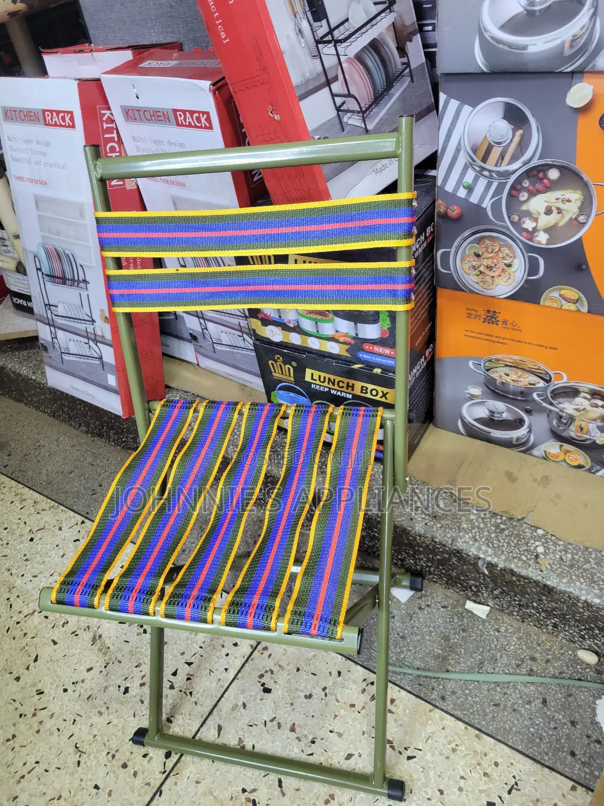 Portable Folding Chair With Woven Fabric Seat – Strong Metal Frame