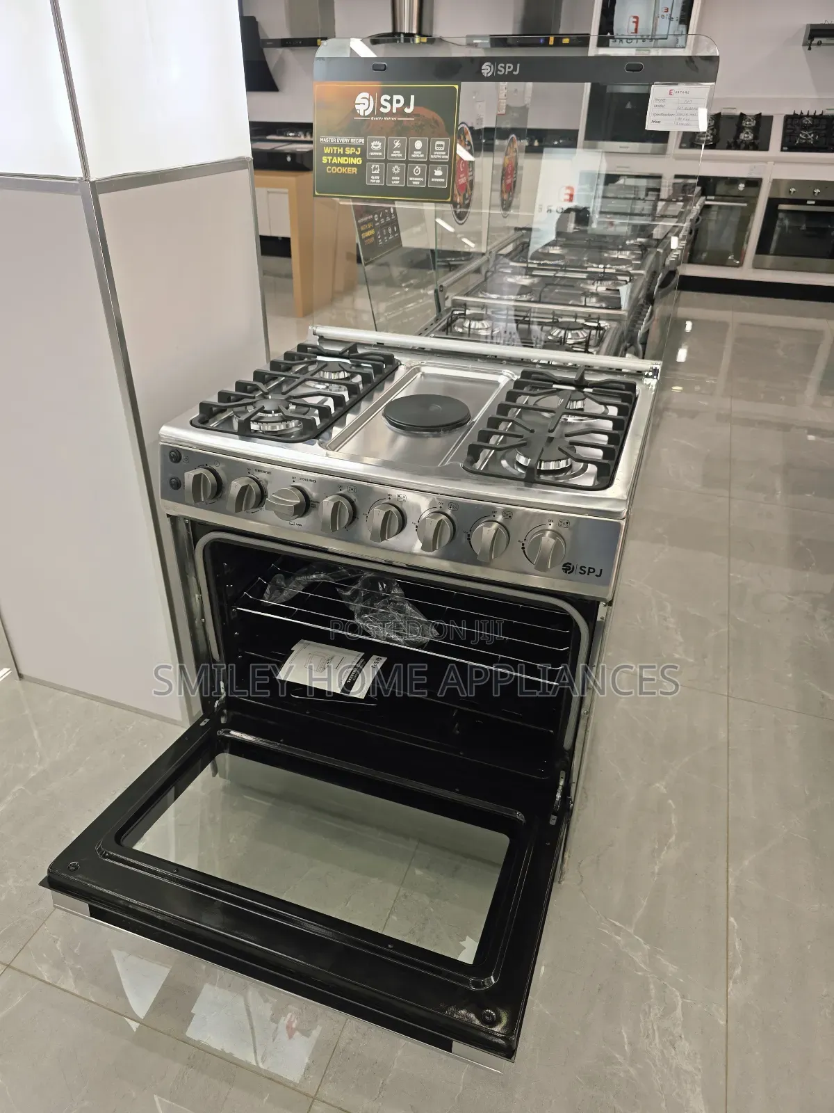 80cm*60cm SPJ Brand New Stainless Steel Glass Top (4+1) Cooker Oven