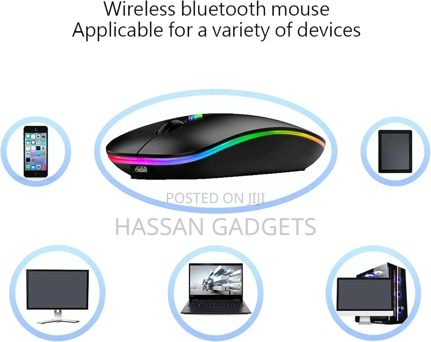 Wireless Bluetooth Mouse Rechargeable Laptop Mice With Led Lights Sile