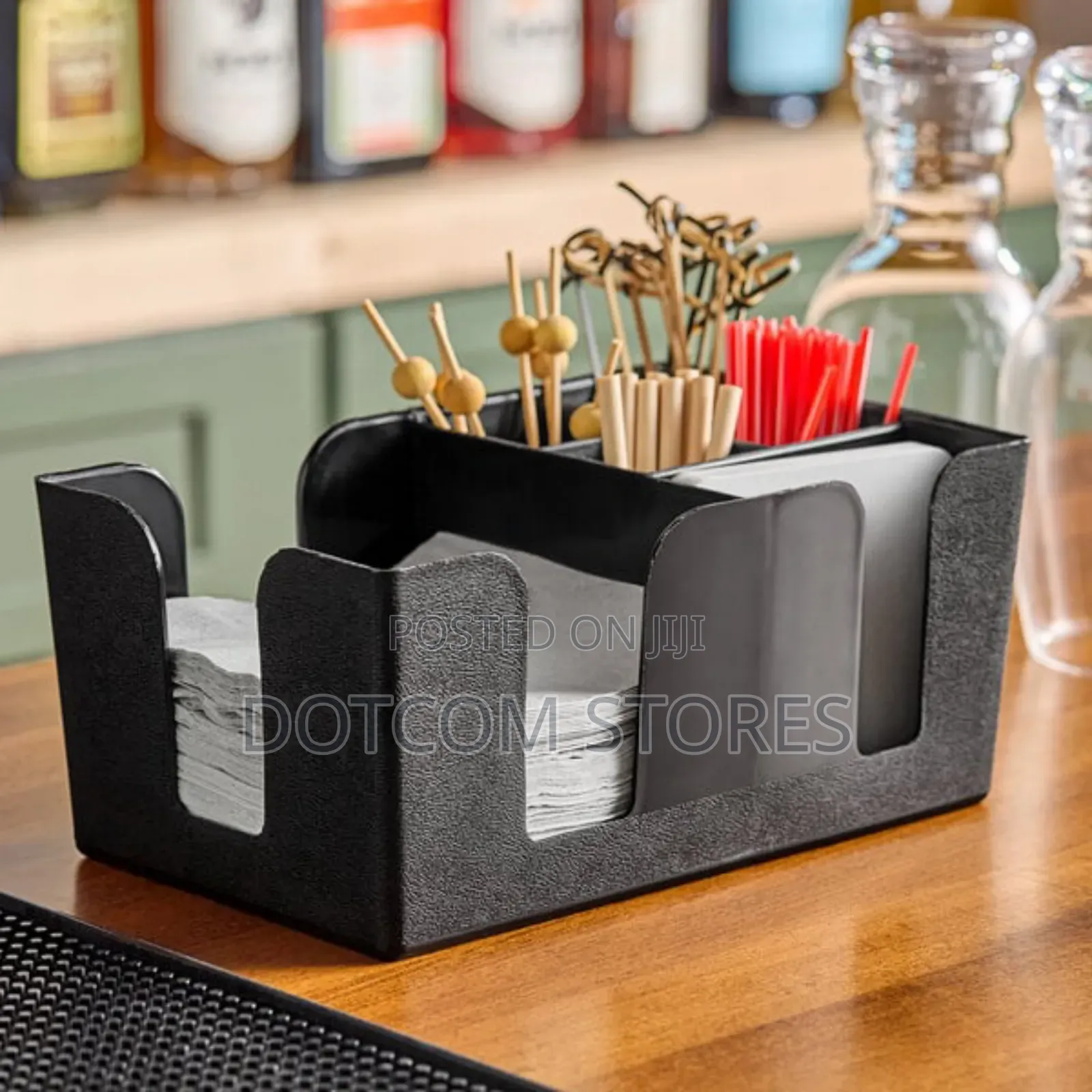 6-compartment Black Plastic Bar Caddy Organizer
