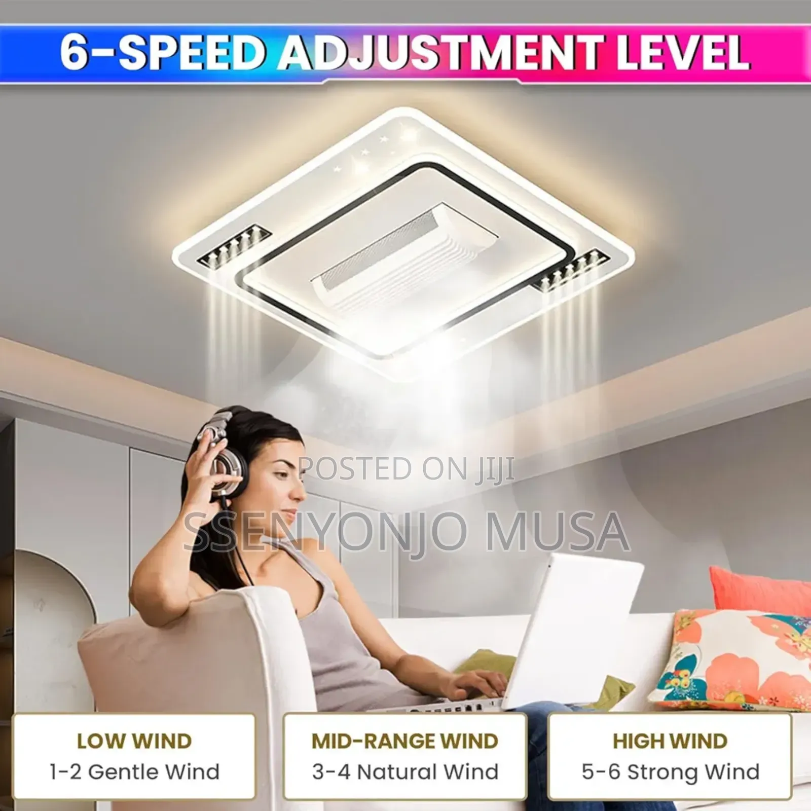Modern Led Bladeless Ceiling Fan With Remote Control – Silent Ac Motor