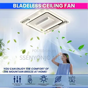 Modern Led Bladeless Ceiling Fan With Remote Control – Silent Ac Motor