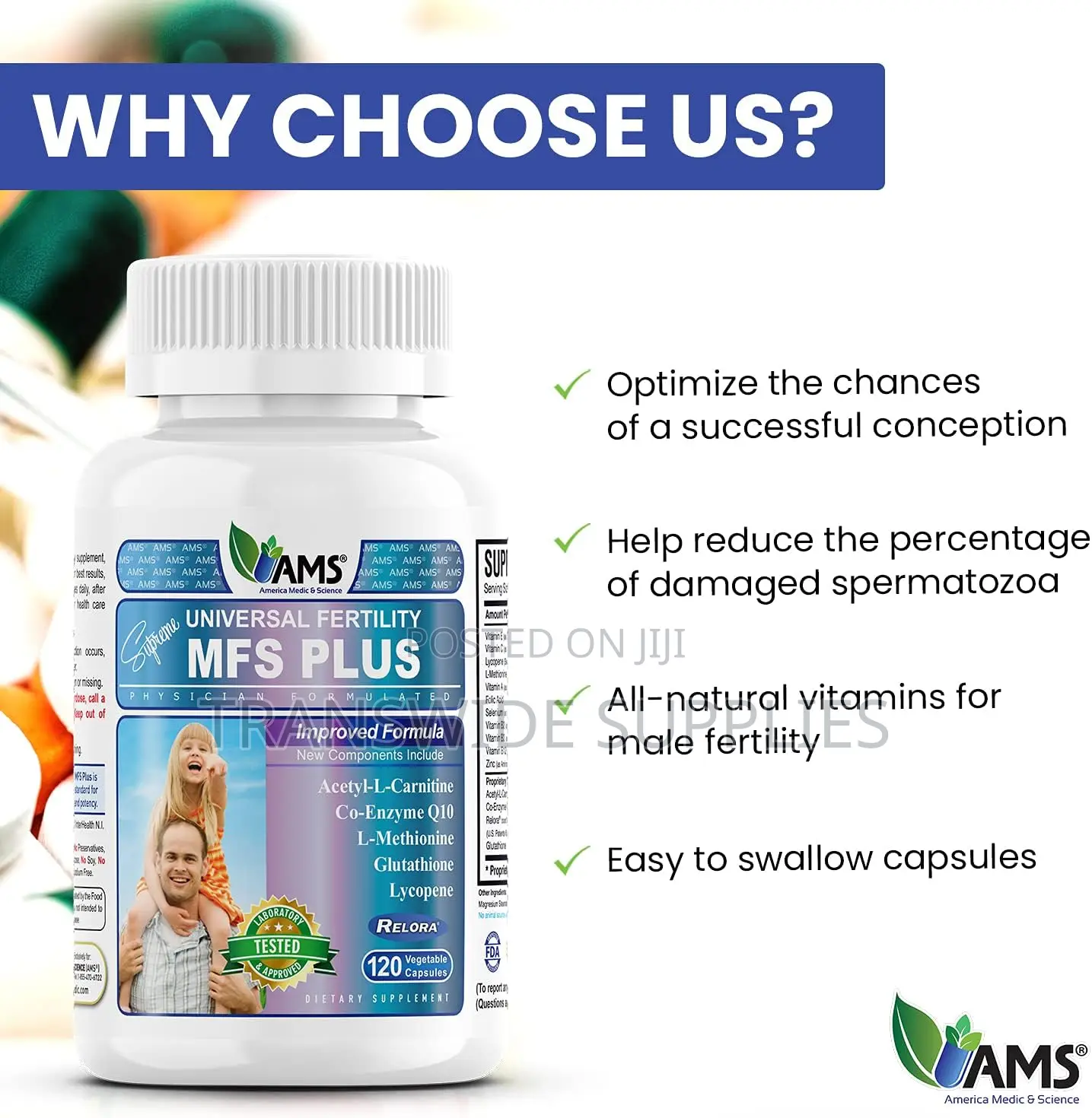 MFS Plus Fertility for Men Sperm Count Booster, Supports Motility 120s