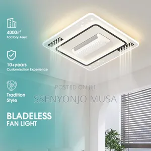 Modern Led Bladeless Ceiling Fan With Remote Control – Silent Ac Motor