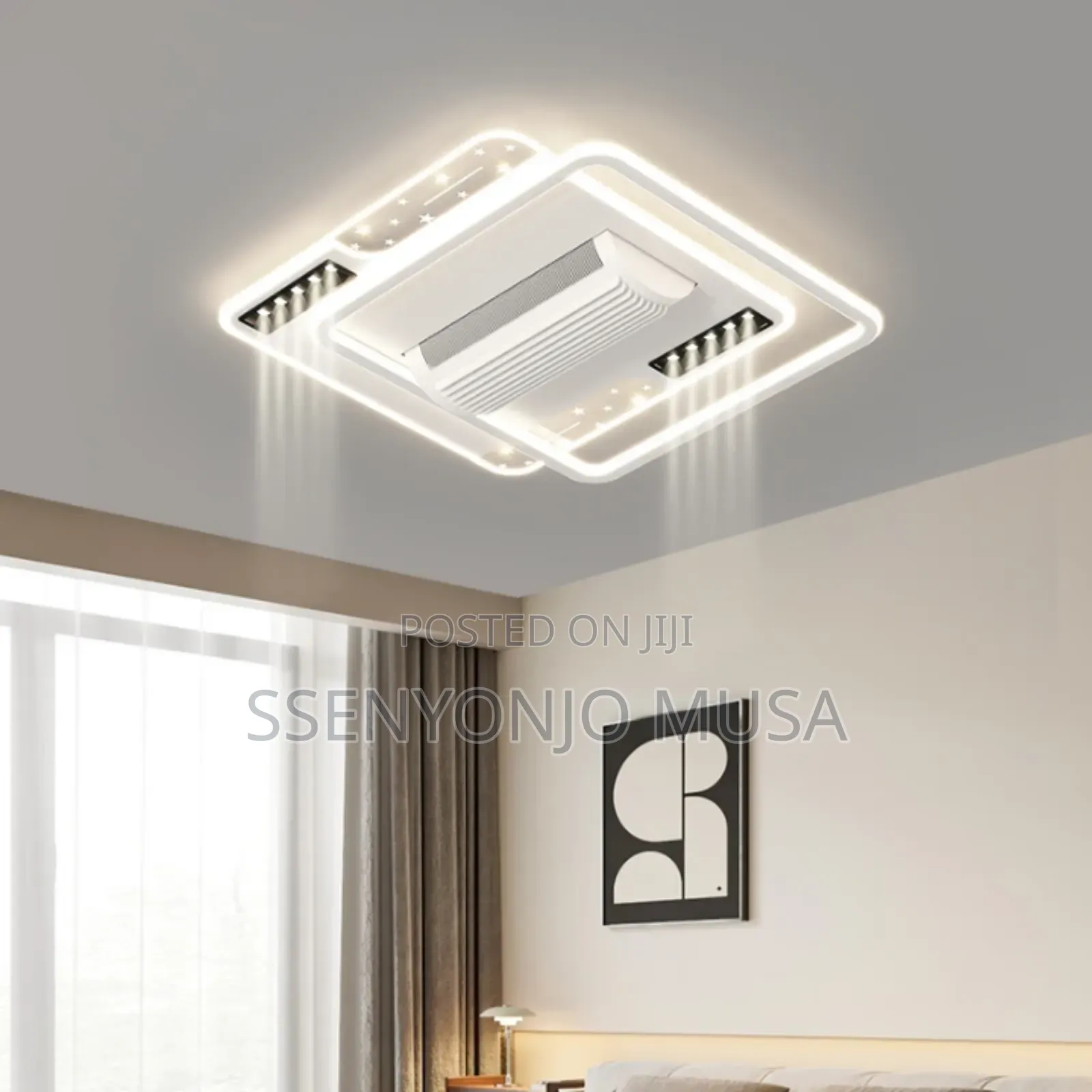 Modern Led Bladeless Ceiling Fan With Remote Control – Silent Ac Motor
