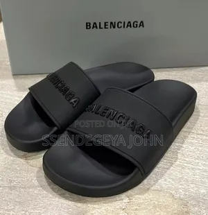 Balenciaga Black Rubber Pool Slide Sandals