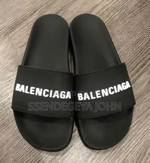 Balenciaga Black Rubber Pool Slide Sandals