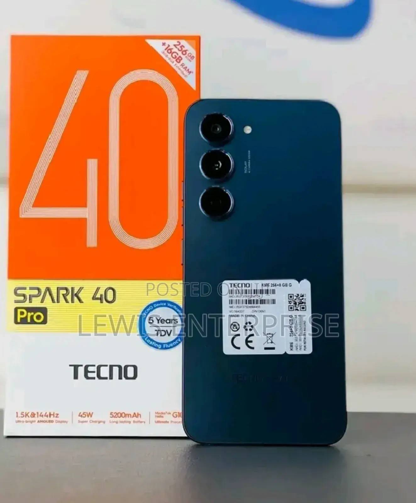 New Tecno Spark 40 Pro 256 GB Black