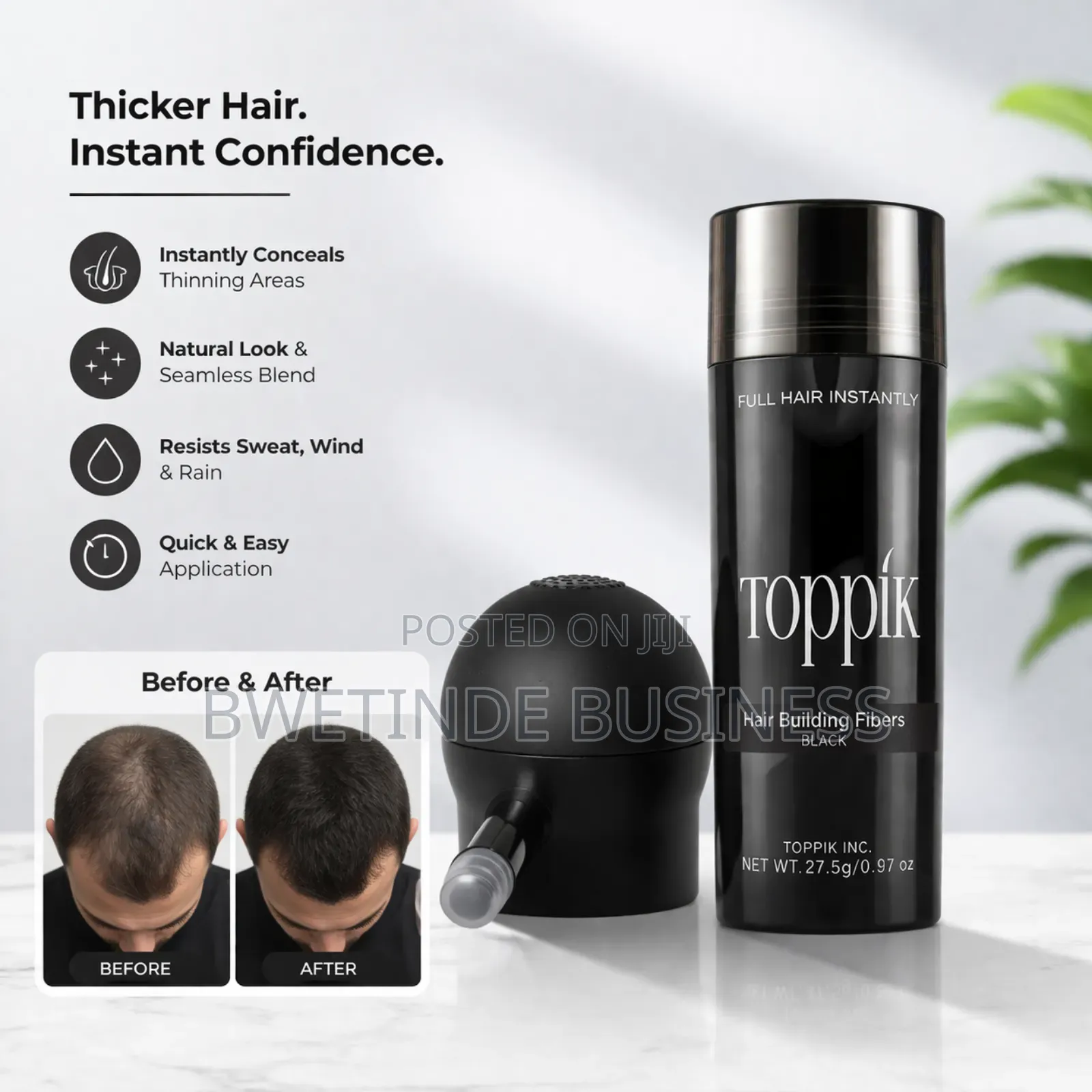 Toppik Hair Building Fibers Black – Instant Hair Thickening Solution
