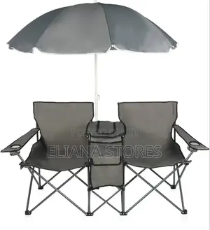 Foldable Outdoor Double Camping Chair With Umbrella