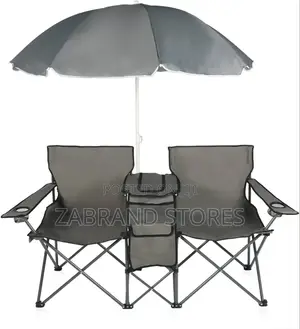 Foldable Outdoor Double Camping Chair With Umbrella