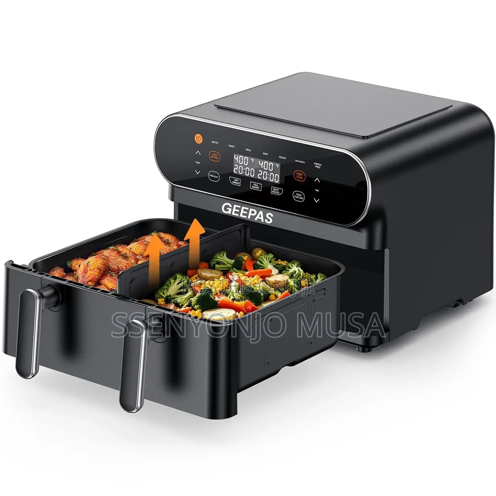Geepas Air Fryer 11l Digital Vortex Dual Basket 1700w Led Display