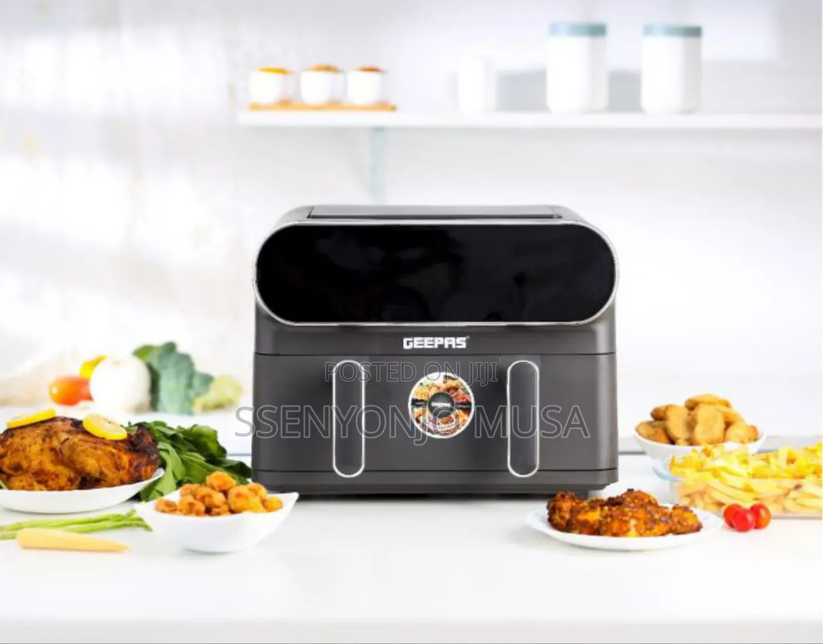 Geepas Air Fryer 11l Digital Vortex Dual Basket 1700w Led Display
