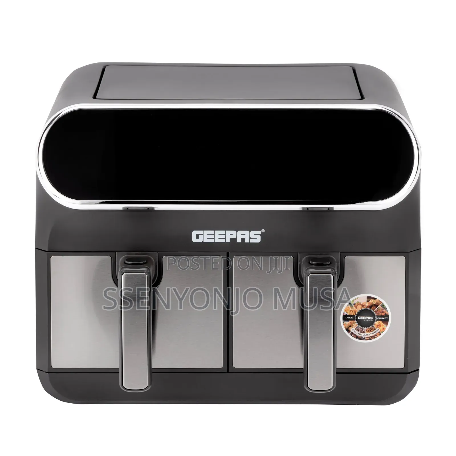 Geepas Air Fryer 11l Digital Vortex Dual Basket 1700w Led Display