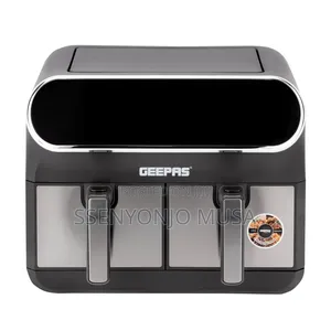 Geepas Air Fryer 11l Digital Vortex Dual Basket 1700w Led Display