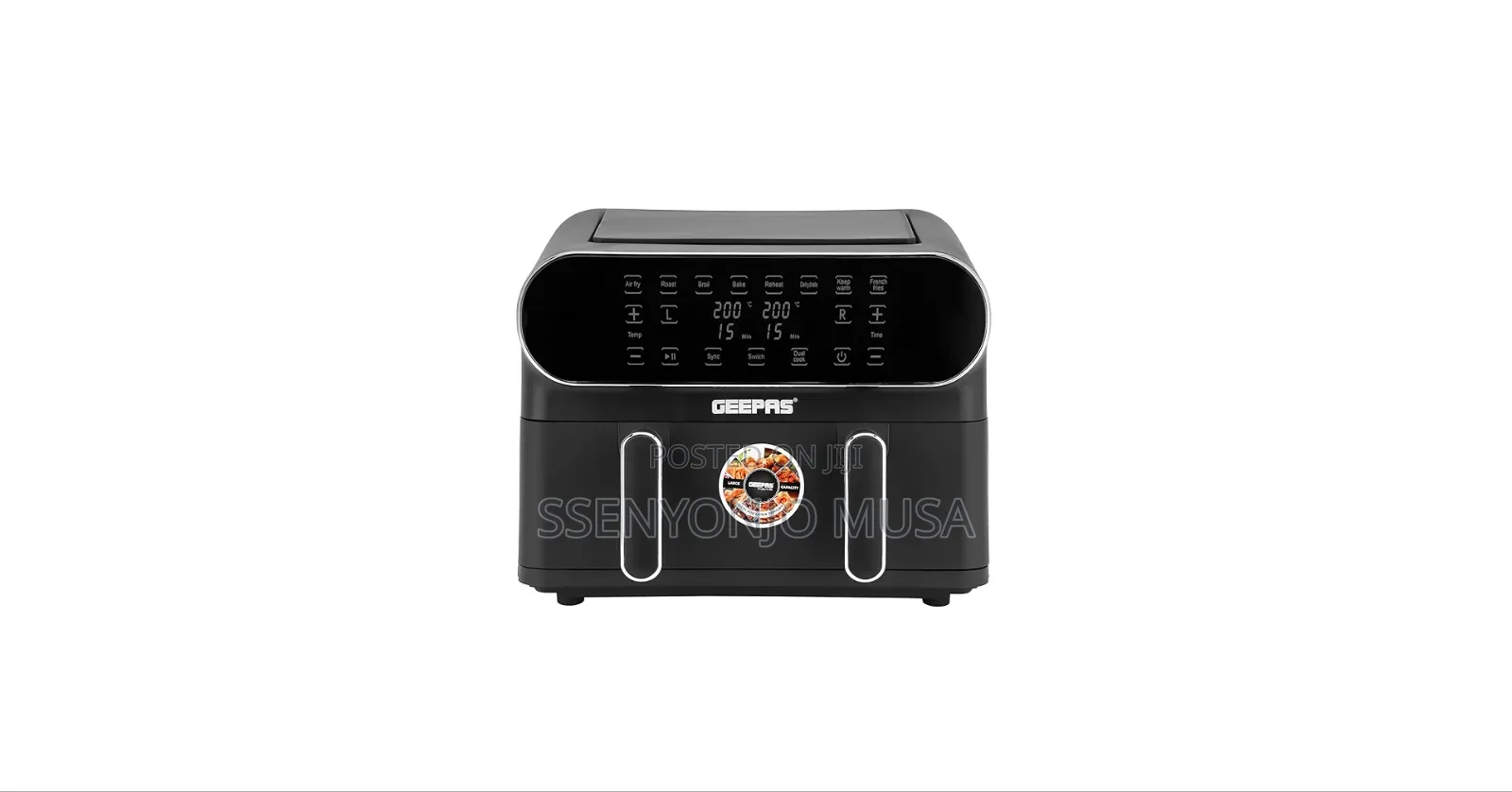 Geepas Air Fryer 11l Digital Vortex Dual Basket 1700w Led Display