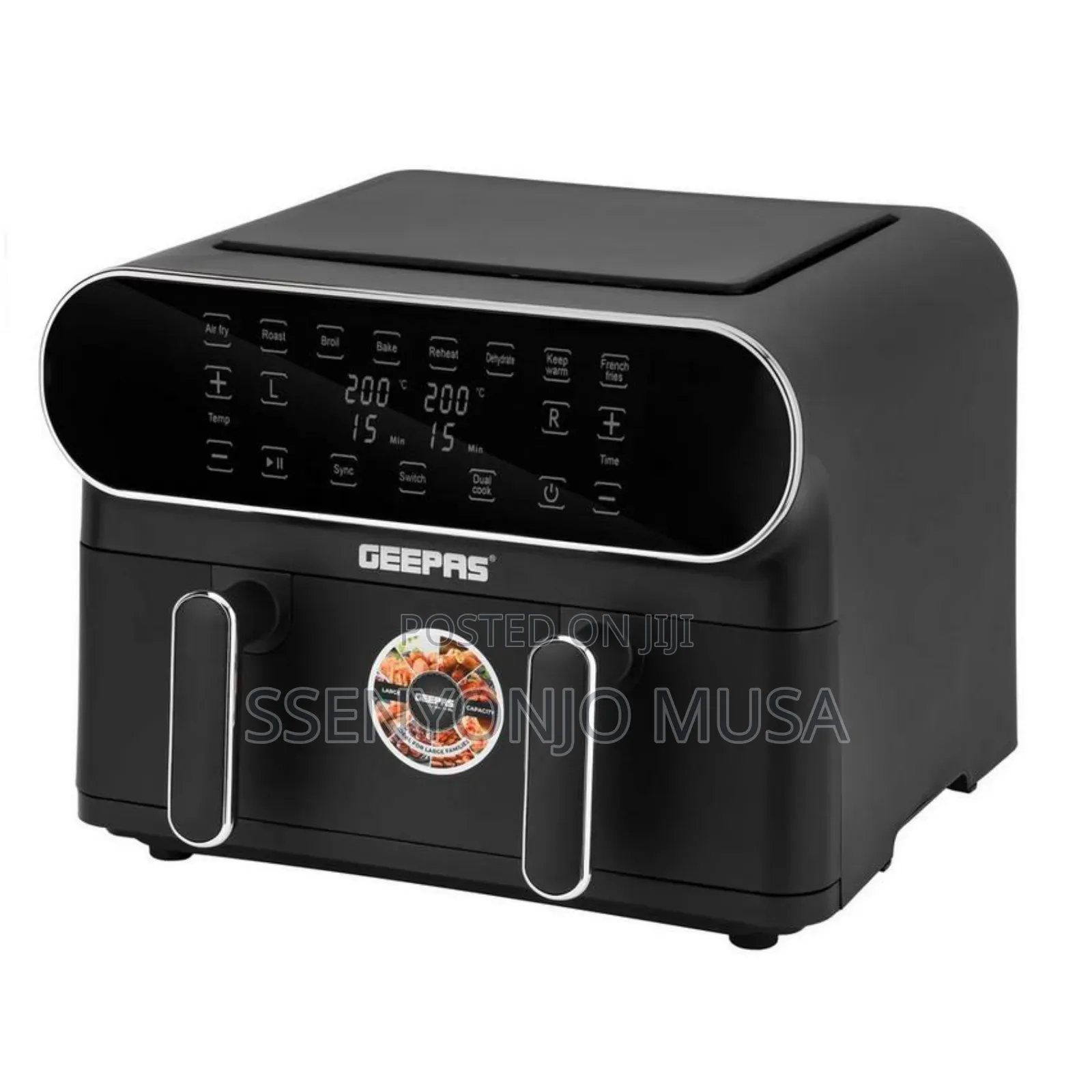 Geepas Air Fryer 11l Digital Vortex Dual Basket 1700w Led Display