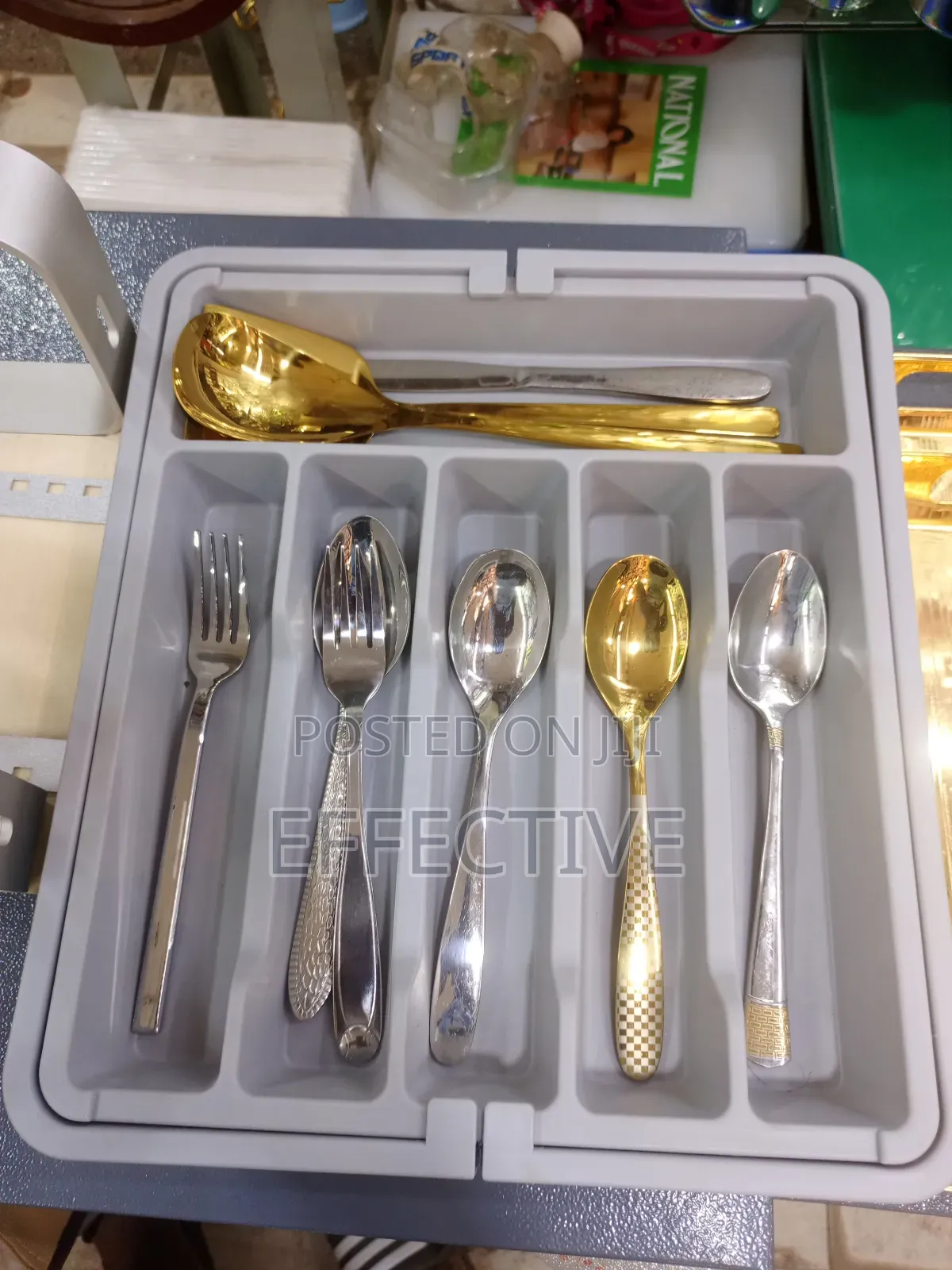 Grey Plastic Cutlery Drawer.