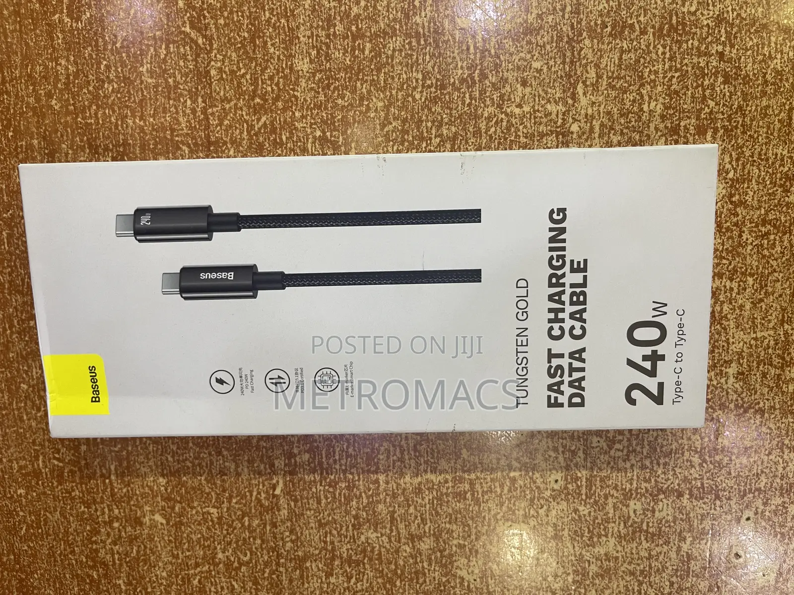 1 Meter Braided Baseus Tungsten Gold Fast Charging Data Cable