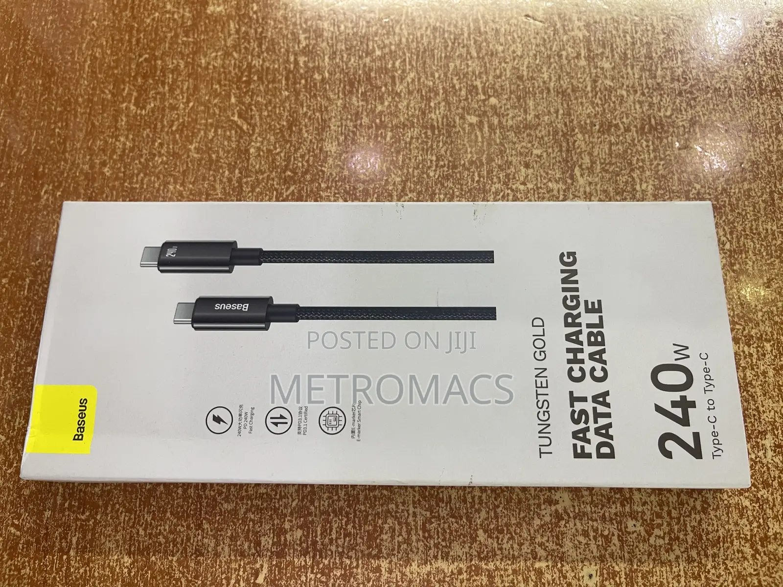 1 Meter Braided Baseus Tungsten Gold Fast Charging Data Cable
