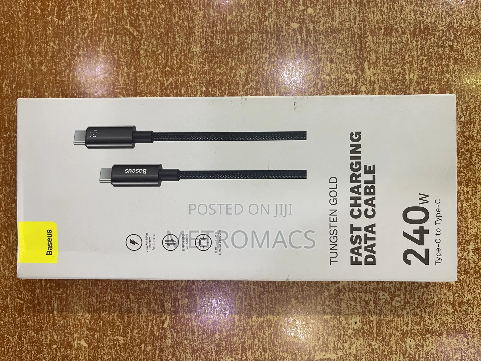 1 Meter Braided Baseus Tungsten Gold Fast Charging Data Cable