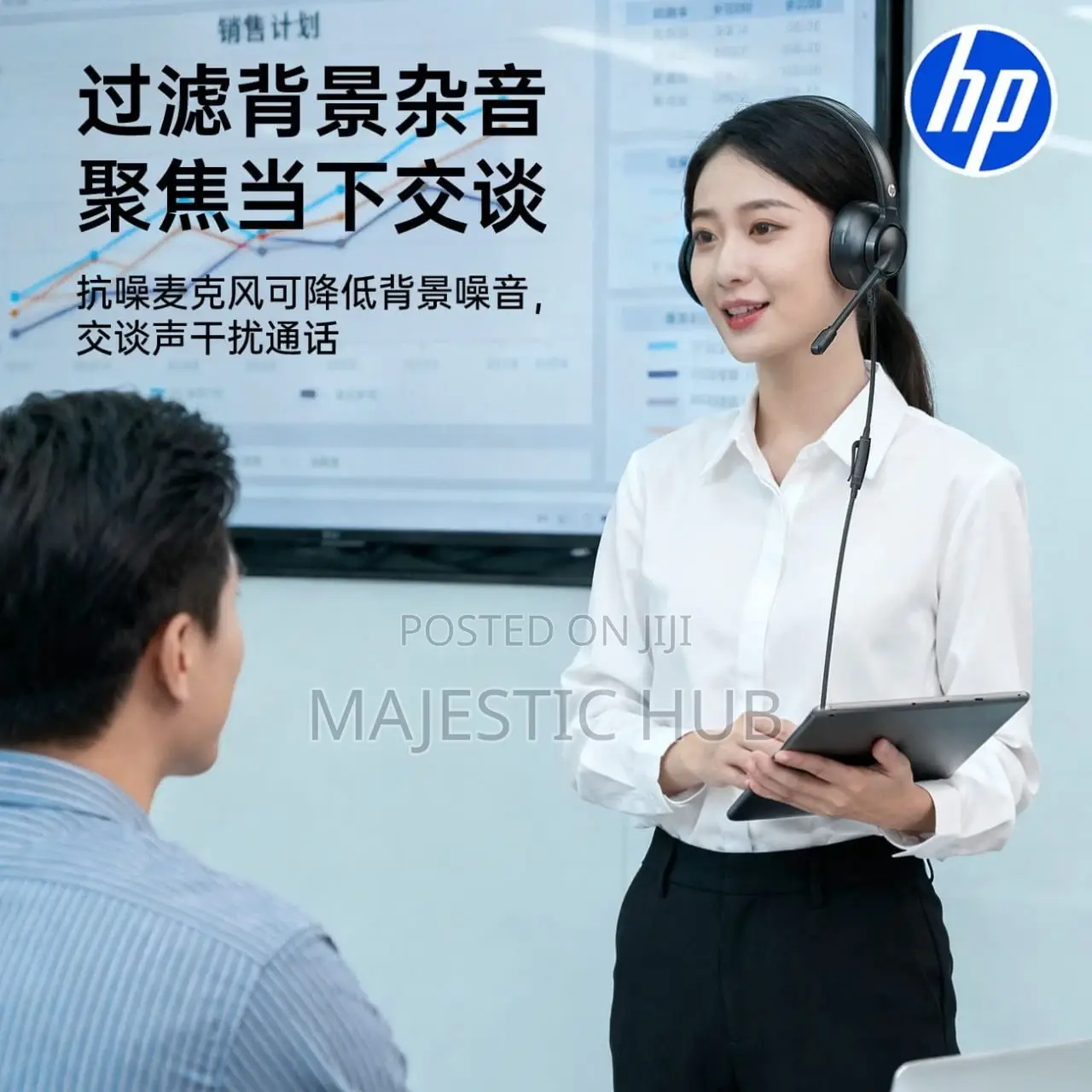 Hp Dhe-8009 Wired Headset With Microphone – With Noise-Cancelling Mic