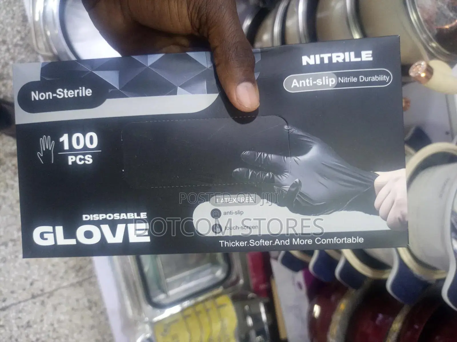 Box of 100pcs Black Disposable Nitrile Gloves.