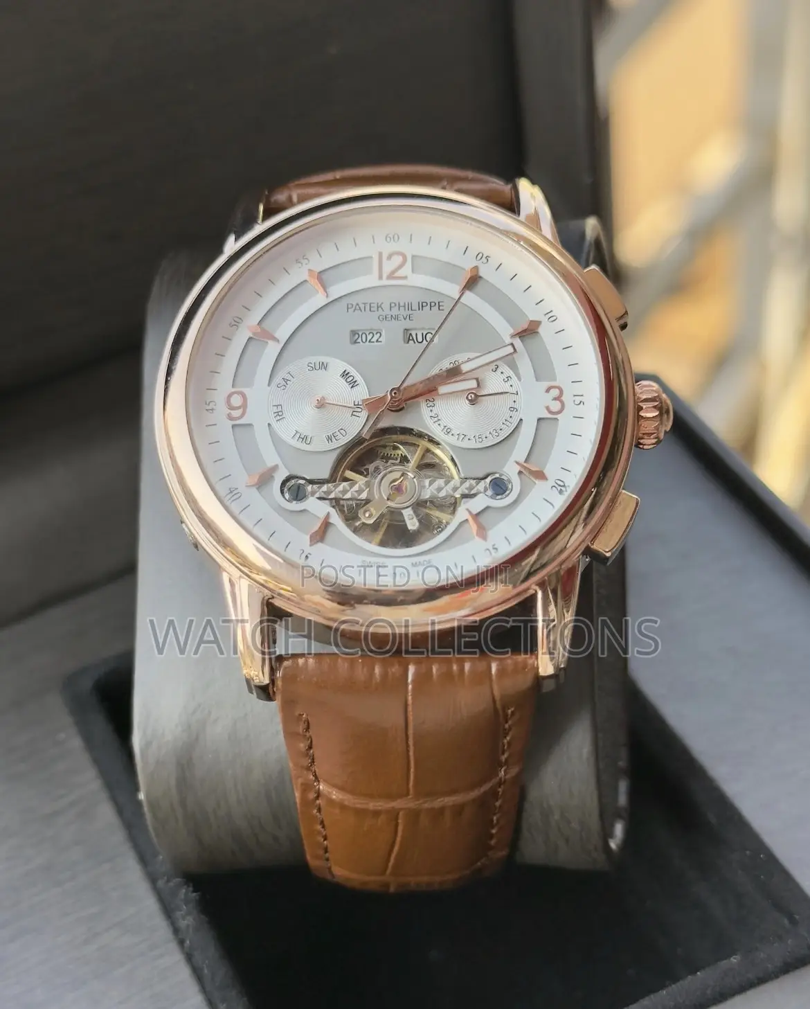 Full Calendar Mechanical Leather Mens Patek Watches