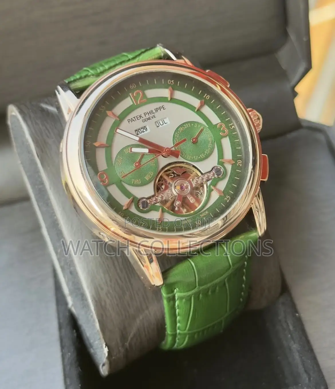 Full Calendar Mechanical Leather Mens Patek Watches