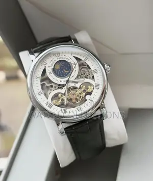 Skeleton Patek Phillipe Mens Leather Strap Watch