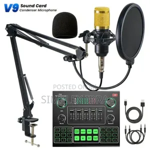 V9 Sound Card Set With Condenser Mic