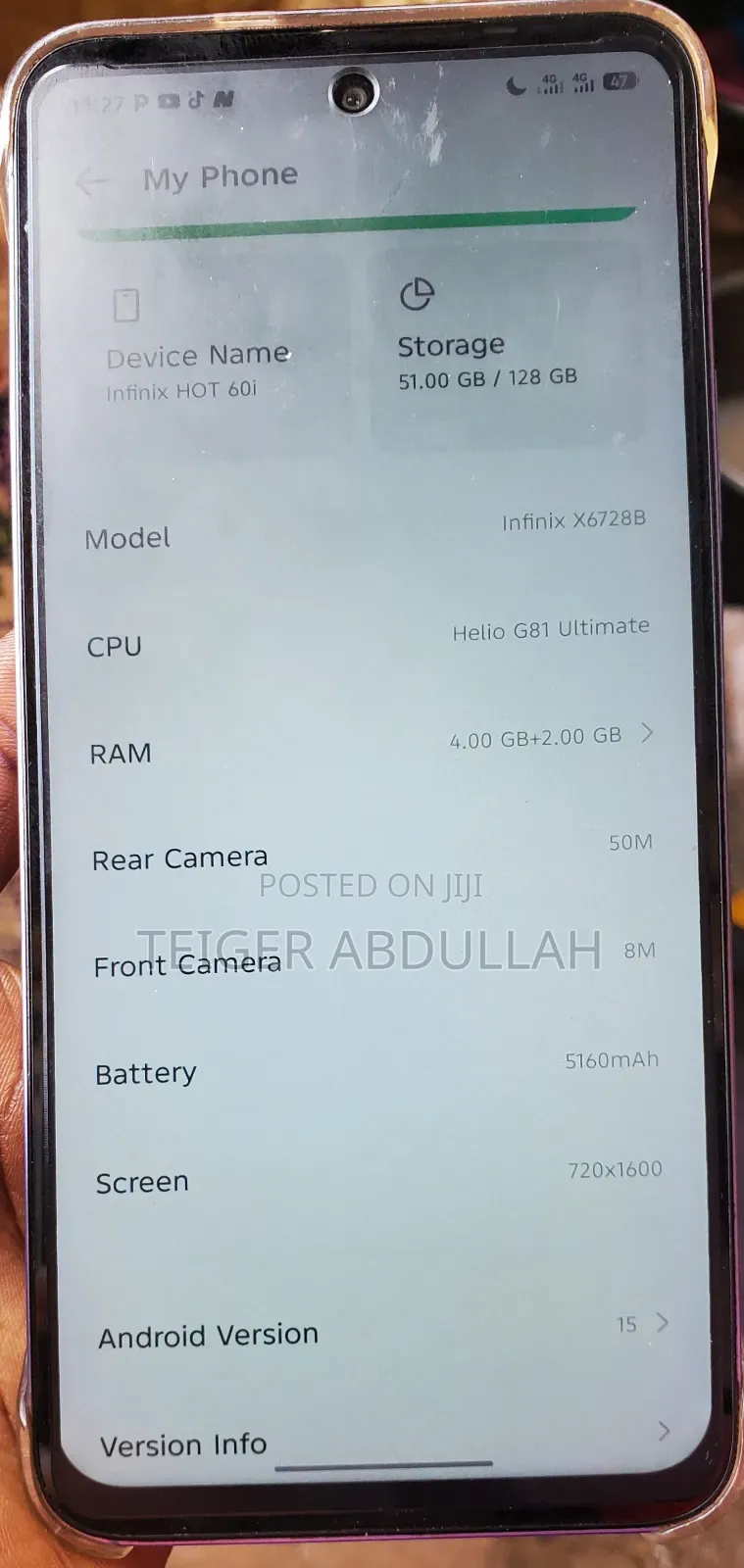 Infinix Hot 60i 128 GB Purple