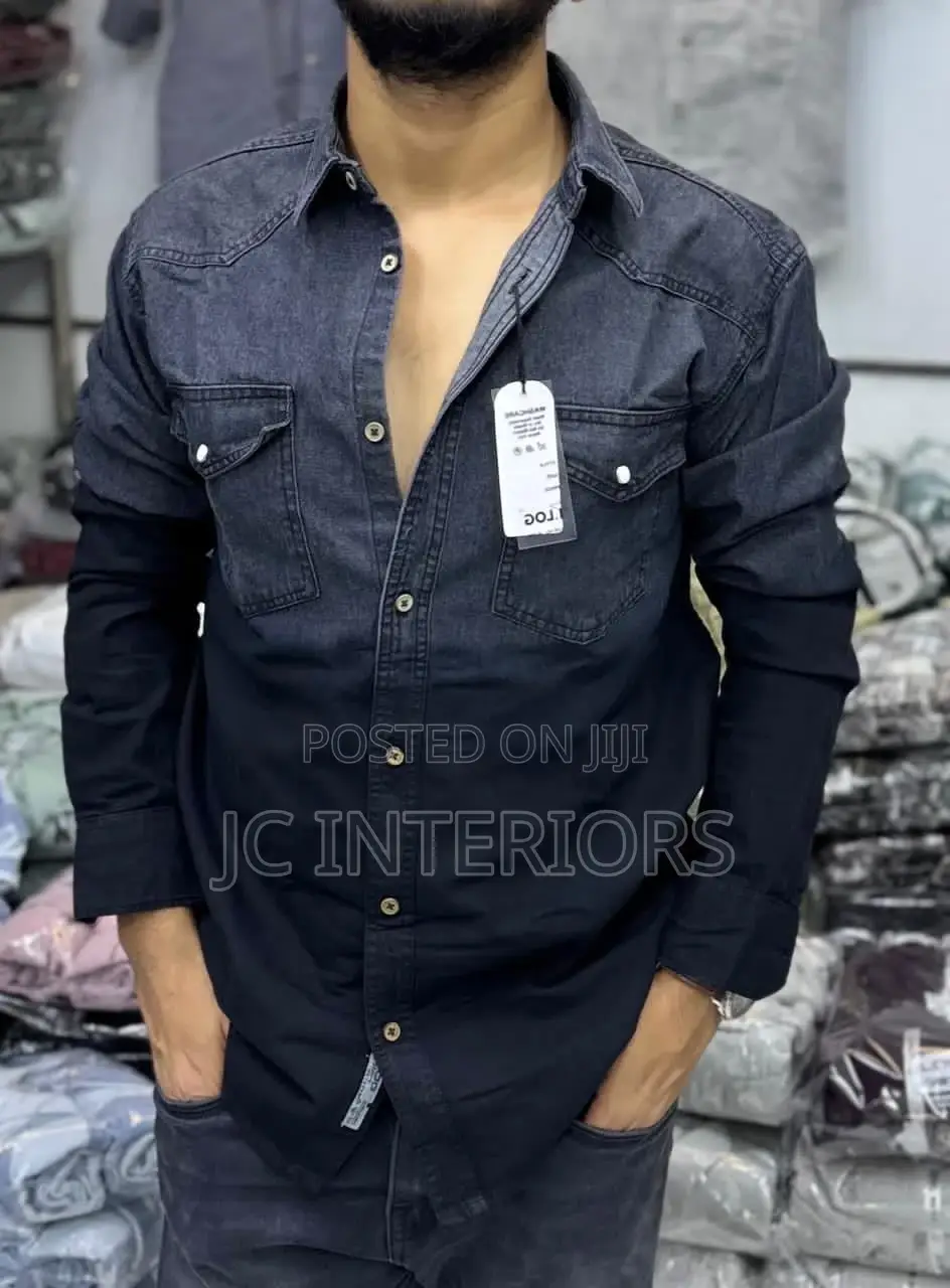 Mens Casual Long Sleeved Jean Shirt