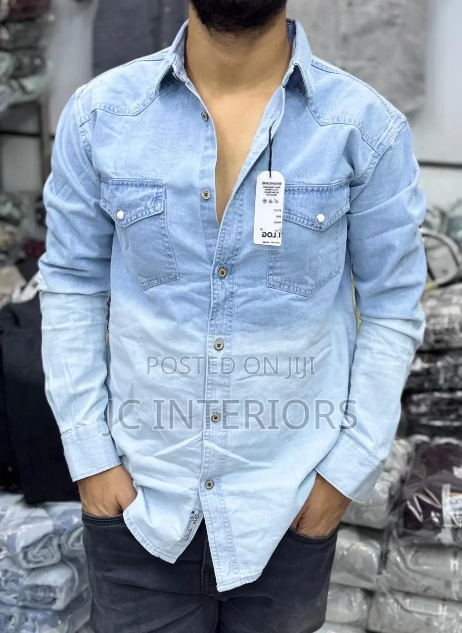Mens Casual Long Sleeved Jean Shirt