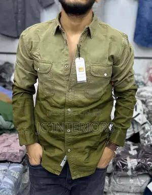 Mens Casual Long Sleeved Jean Shirt