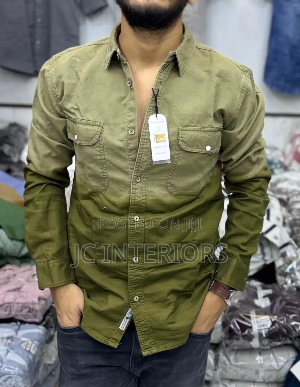 Mens Casual Long Sleeved Jean Shirt