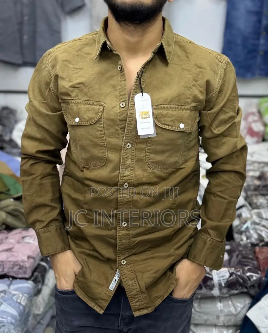 Mens Casual Long Sleeved Jean Shirt
