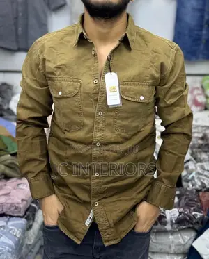 Mens Casual Long Sleeved Jean Shirt