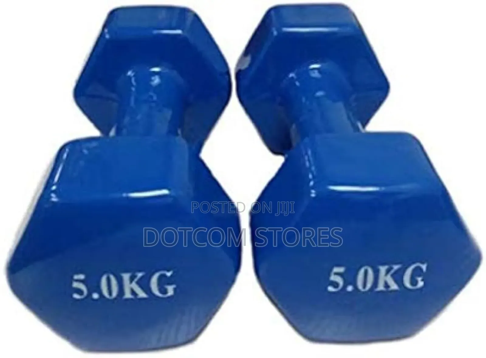 5kg Blue Vinyl-Coated Dumbbells.