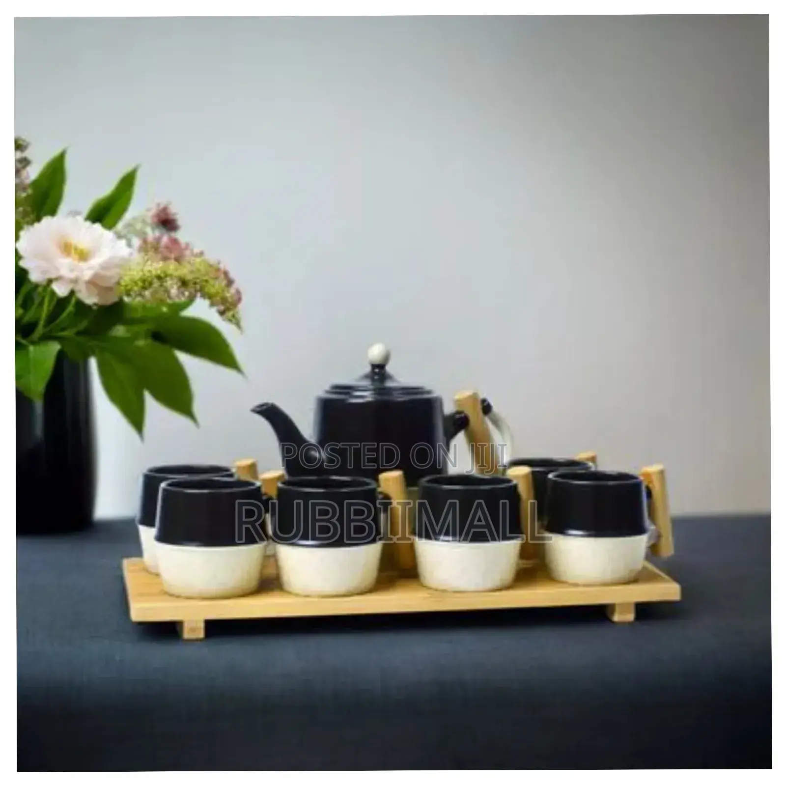 Ceramic Tea Pot 8pc ~ Black