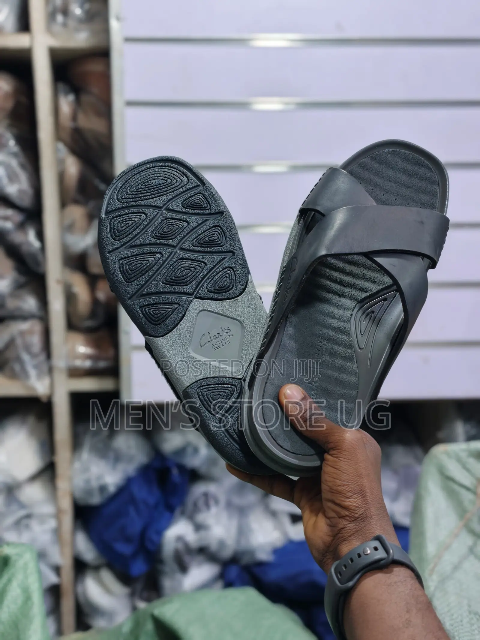 Clarks Cross Premium Classic Leather Rubber Sole Sandals
