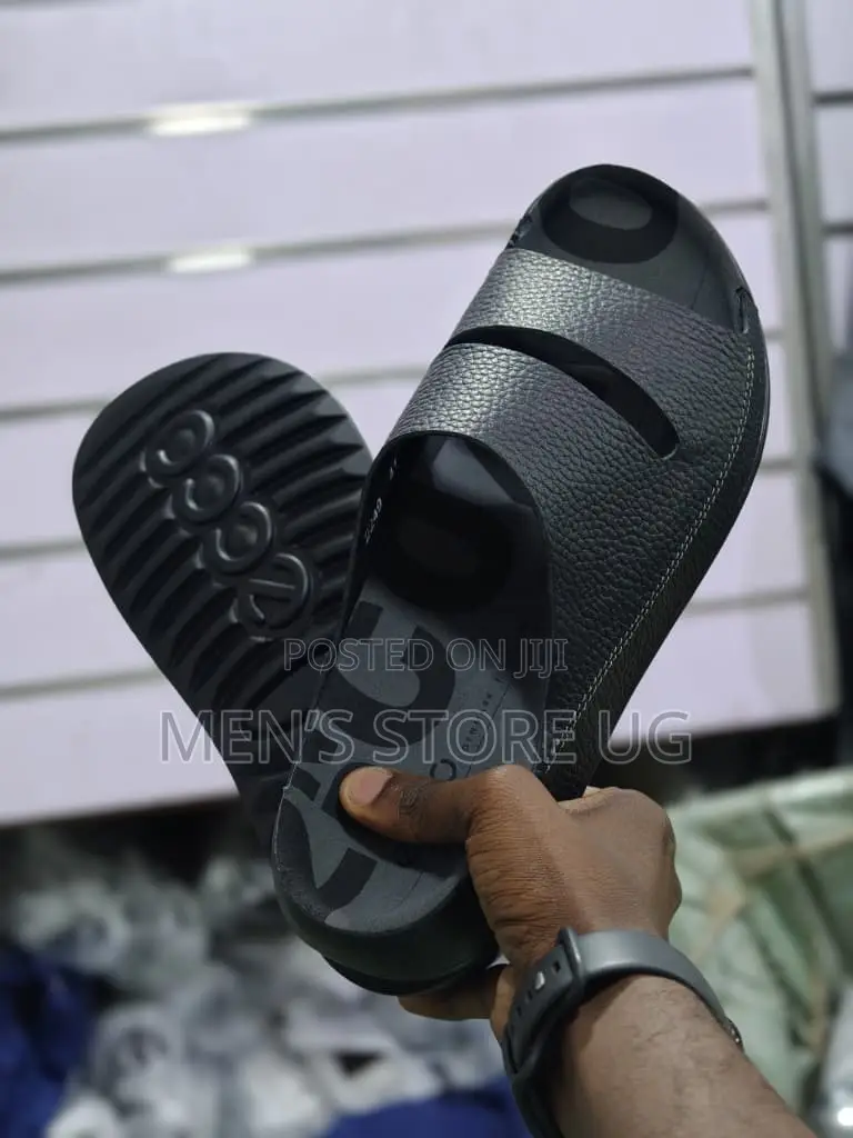 Ecco Strap Premium Classic Leather Rubber Sole Sandals