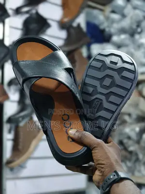 Ecco Cross Dot Premium Classic Leather Rubber Sole Sandals