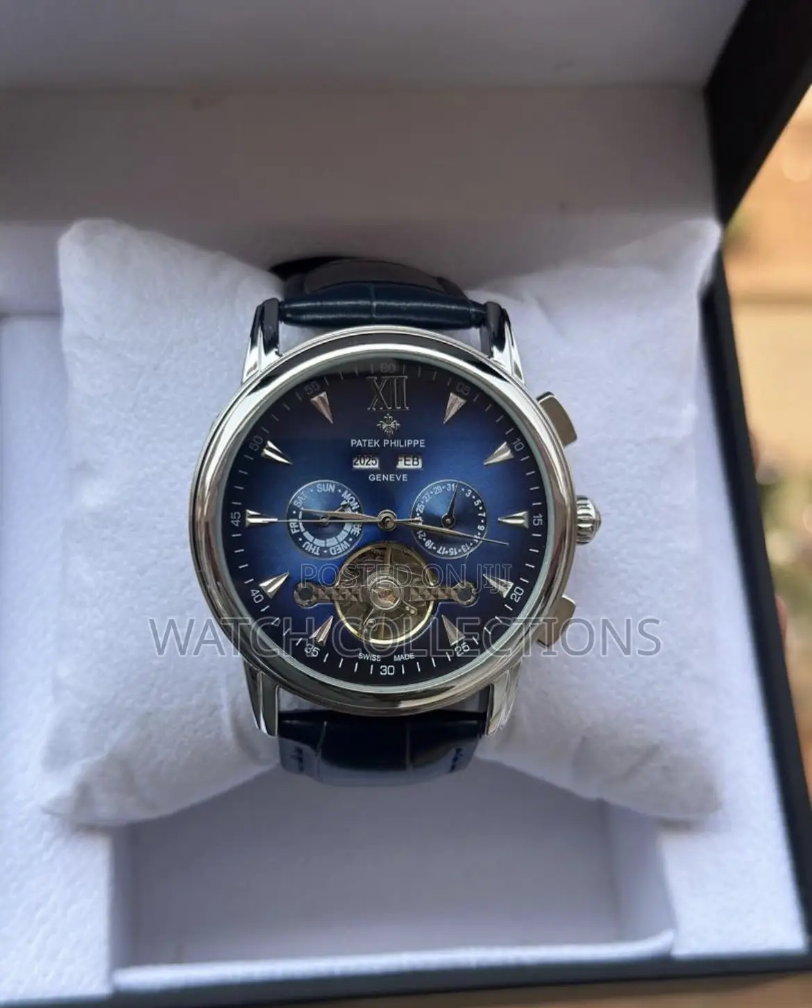 Swiss Made Patek Phillipe Leather Strap Mens Watch