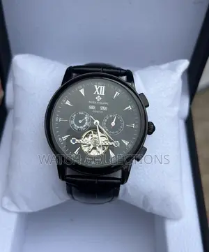 Swiss Made Patek Phillipe Leather Strap Mens Watch