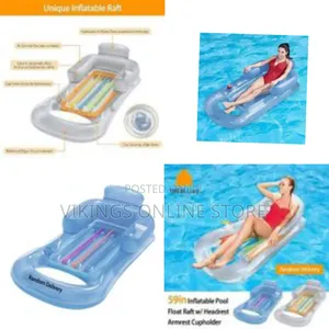 59in Water Hammock With Handrail Casual Inflatable Pool Float Raft