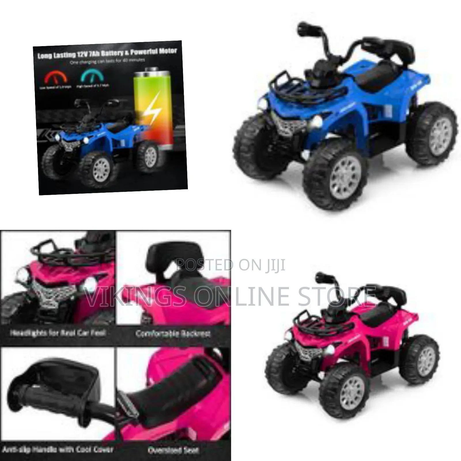 Kids Atv, 12v Battery Powered Electric Vehicle W/ Music, Headlights