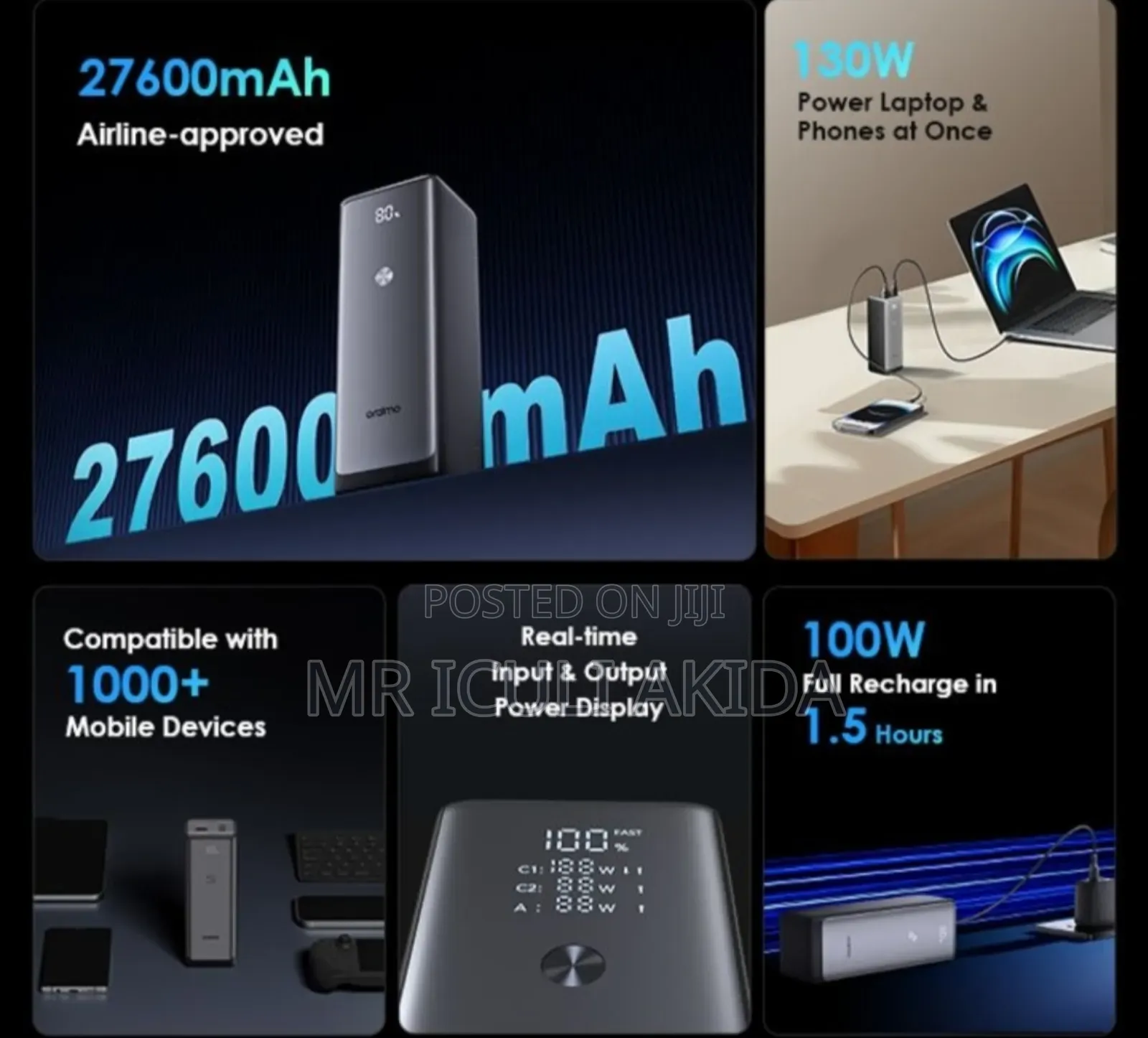 Original Oraimo Power Jet 130 27600mah 130w Heavy-Duty Power Bank