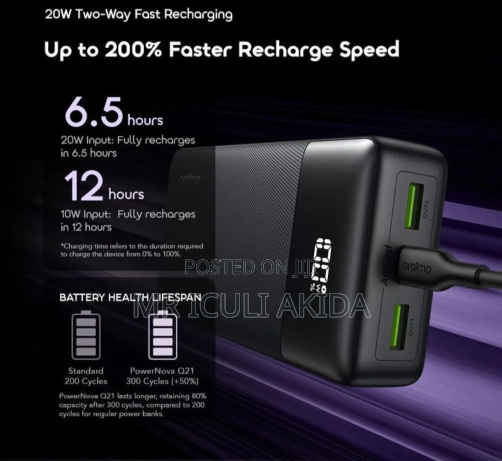 Oraimo Power Nova Q21 20000mah 22.5w Super Fast Original Power Bank